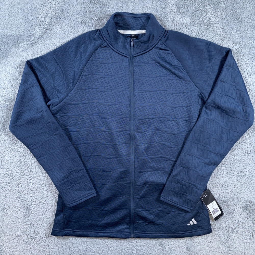 Adidas Womens ADI Pattern Jacket Crew Navy Full Zip Mock Neck Size XL NWT